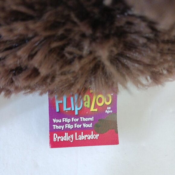 Flip A Zoo Bradley Labrador Brown Dog Rachel White Cat Plush 18" W/ Tag - Picture 13 of 14